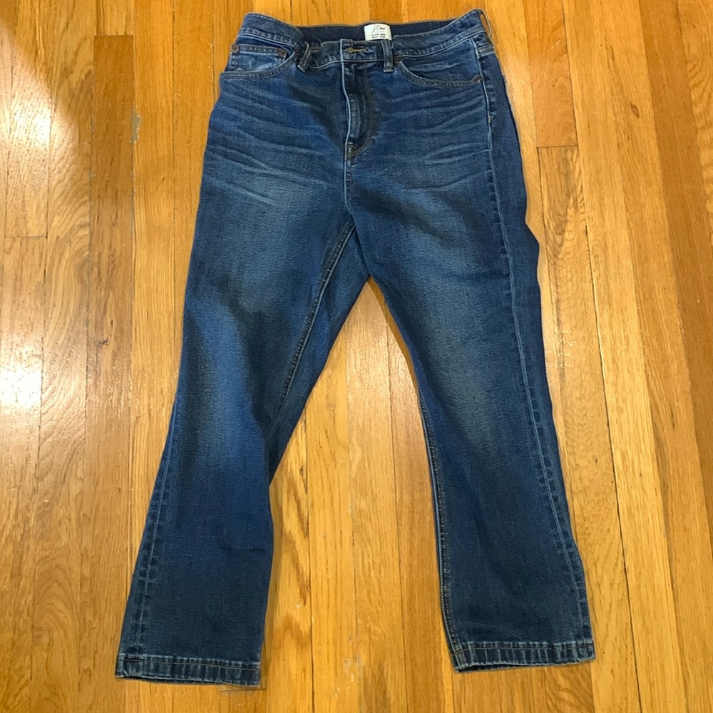 J.Crew Trade Mark Billie Demi Boot Crop Women's Cotton Blend Blue Jeans, Size 29